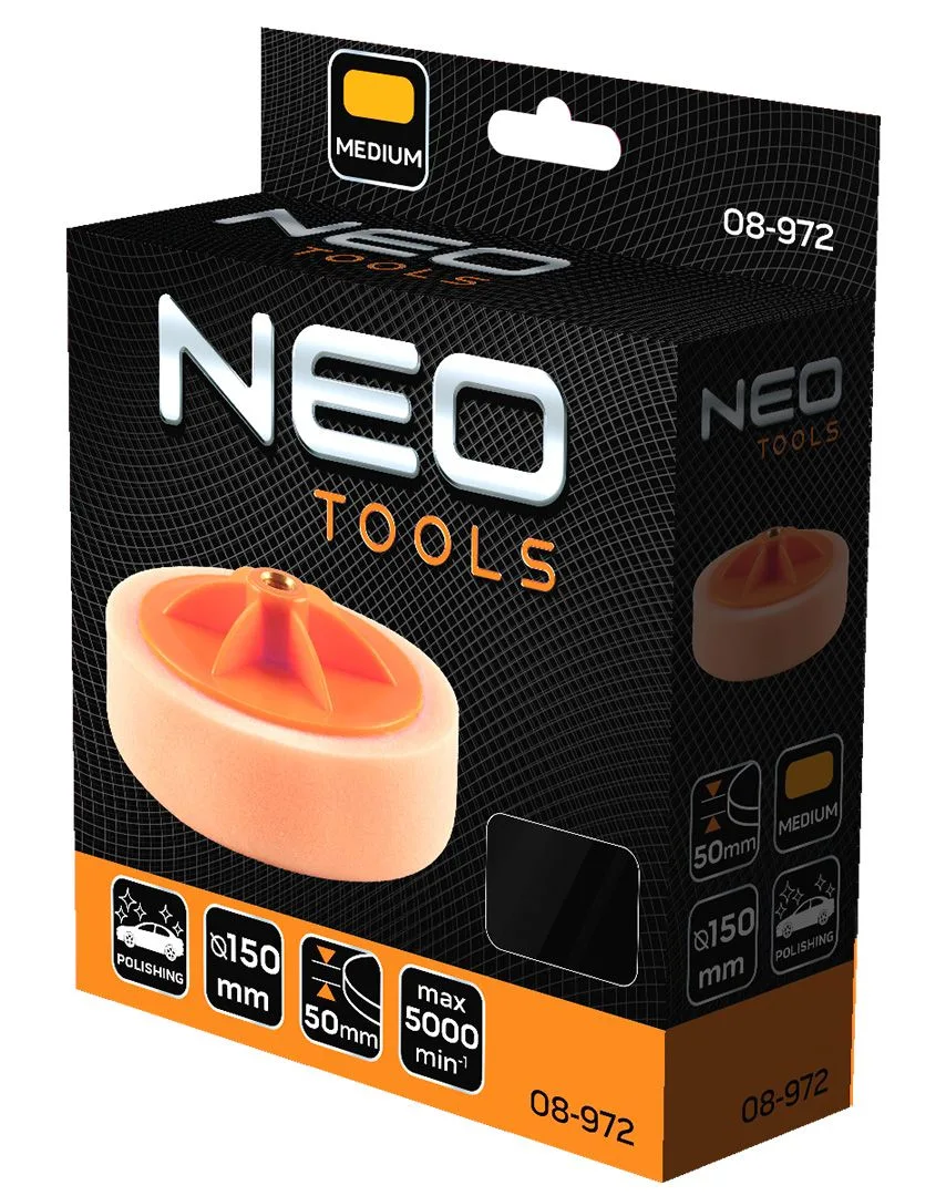 Полірувальний диск Neo Tools, губка середньої жорсткості, M14, 150x50 мм.