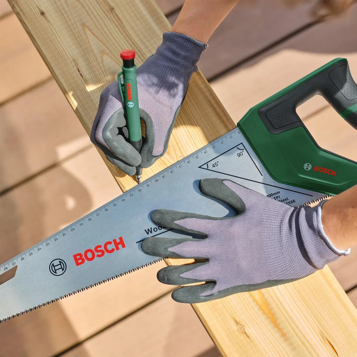 Ножівка по металу Bosch, 400 мм, 24 зубці на дюйм, з пластиковою ручкою.