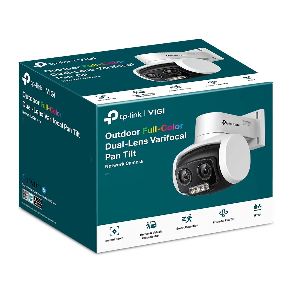 IP-Камера TP-LINK VIGI C540-V, PoE, 4Мп, 2,8-12мм, H265+, IP66, Dome, кольорове нічне бачення, подвійний об'єктив, зовнішня