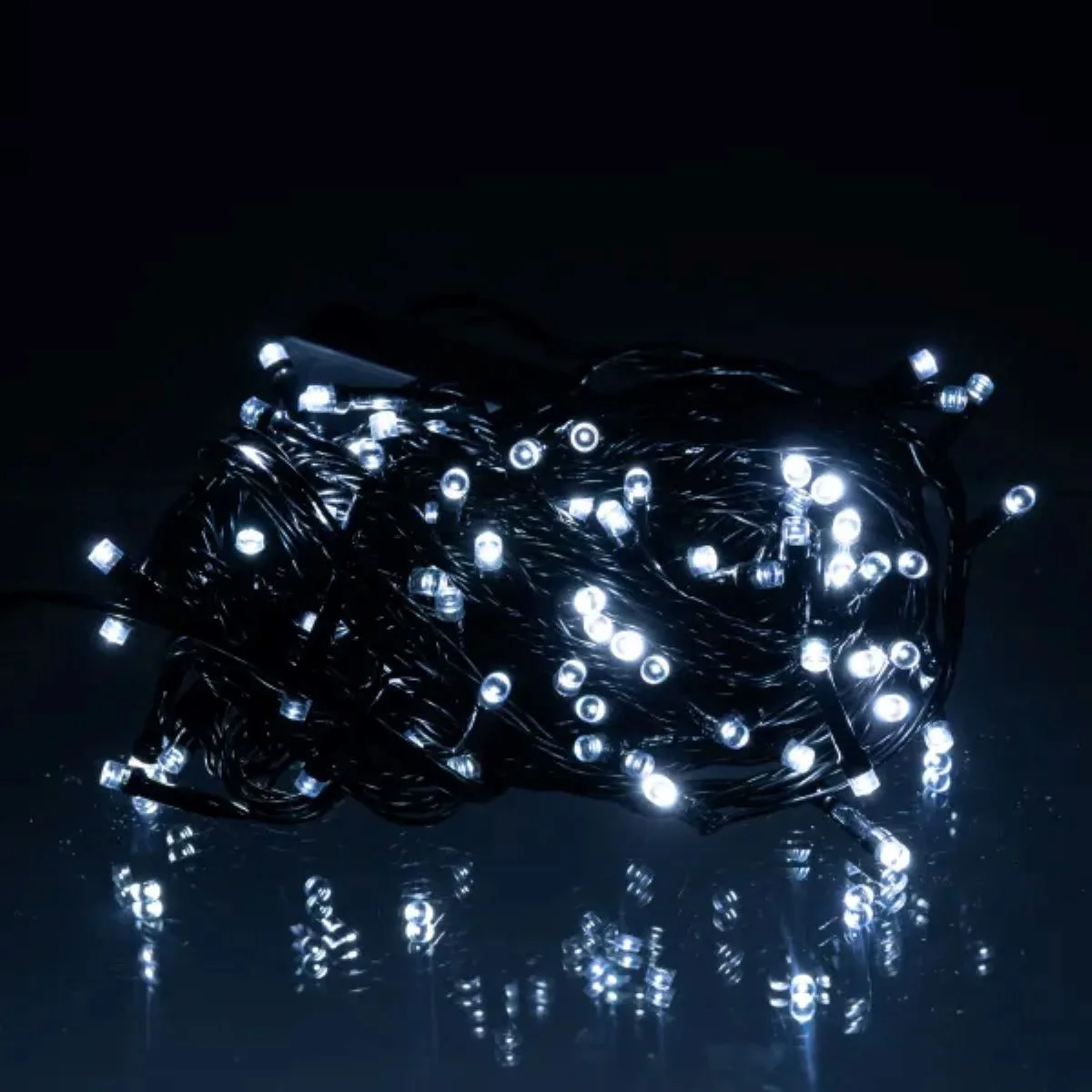 Новорічна гірлянда світлодіодна нитка 10 м чорний провід білий 120 LED