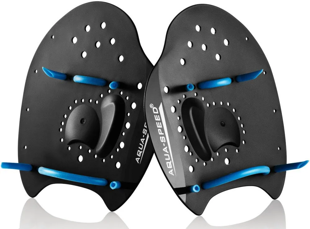 Лопатки для плавання AQUA SPEED полікарбонат L чорний синій 21,5х20 см