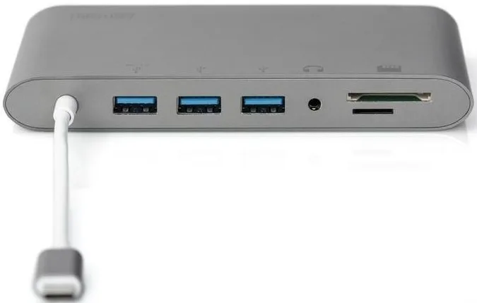 Хаб DIGITUS USB-C > HDMI/VGA/miniDisplayPort/3xUSB-A/USB-C/SD/MicroSD/RJ54/Audio