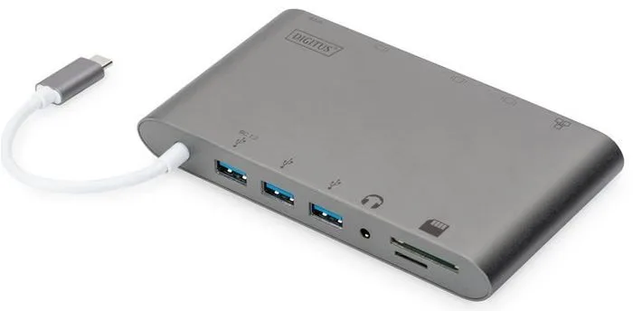 DIGITUS USB-C > HDMI/VGA/miniDisplayPort/3xUSB-A/USB-C/SD/MicroSD/RJ54/Audio