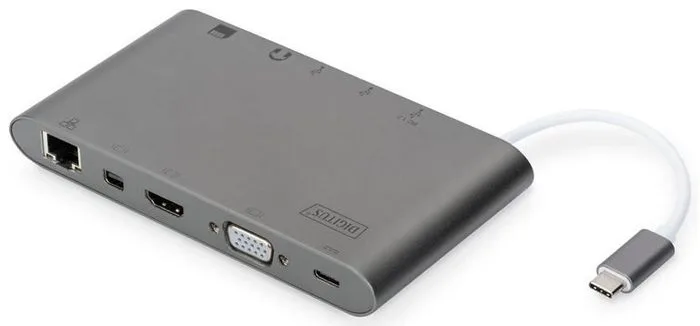 DIGITUS USB-C > HDMI/VGA/miniDisplayPort/3xUSB-A/USB-C/SD/MicroSD/RJ54/Audio
