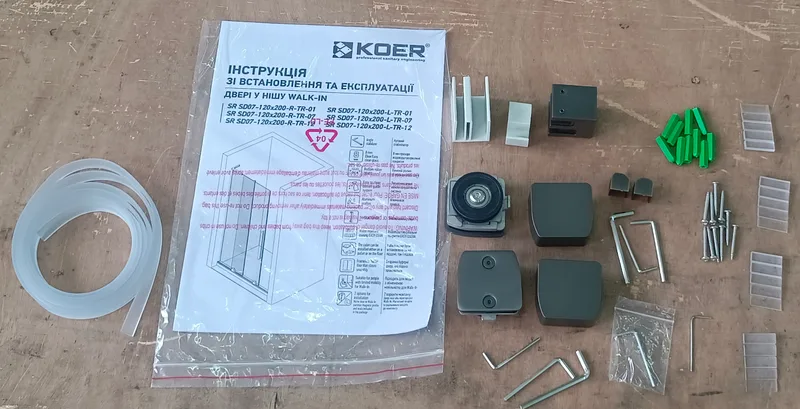 Двери в нишу раздвижные Koer 1200х2000 мм 8 мм прозрачное стекло графит