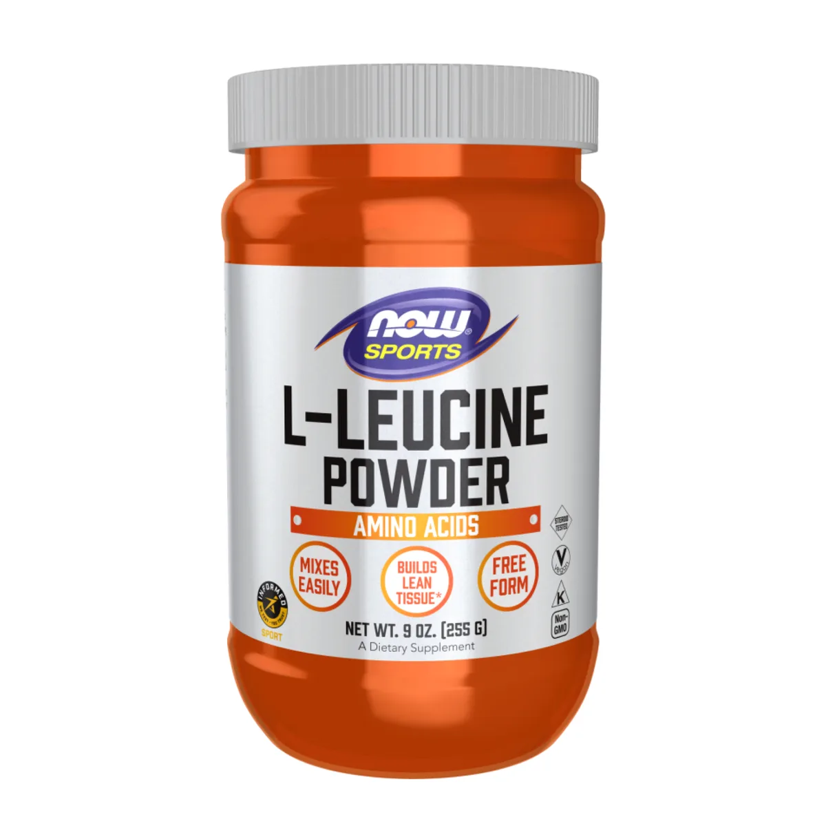 Порошок L-лейцина Now Foods 255 г. Порошок лейцина без ГМО, веганський, кошерний.
