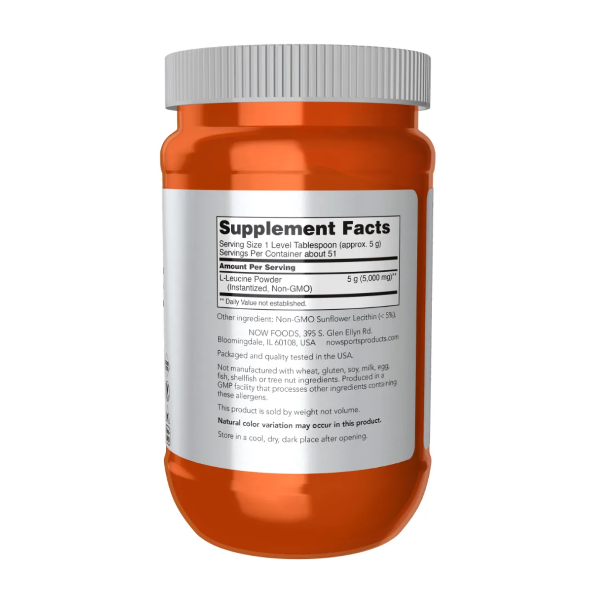 Порошок L-лейцина Now Foods 255 г. Порошок лейцина без ГМО, веганський, кошерний.