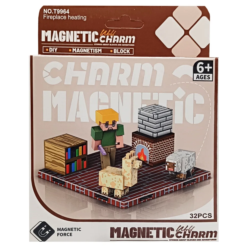 Дитячий магнітний конструктор Minecraft 32 деталі комбінований 17х4х13 см різні кольори