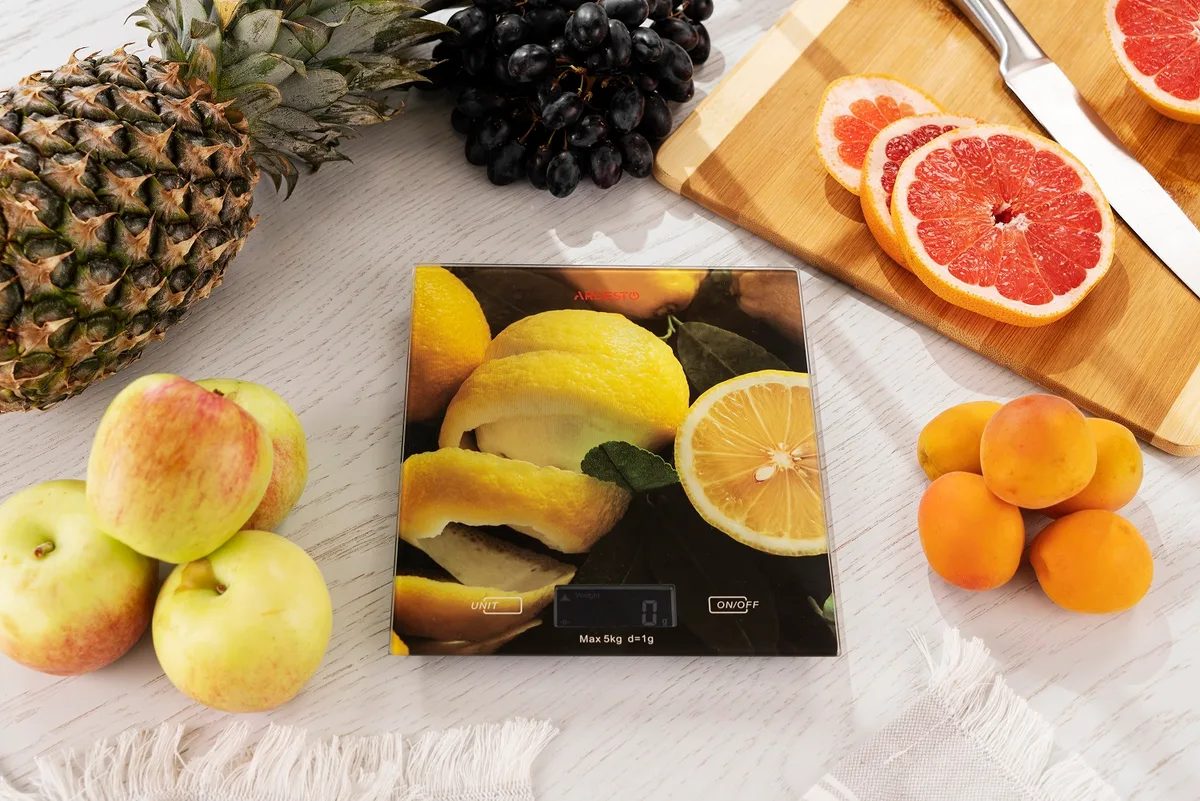 Кухонні ваги ARDESTO Lemon, 5 кг, AAAx2 в комплекті, скляні, багатоколірні.