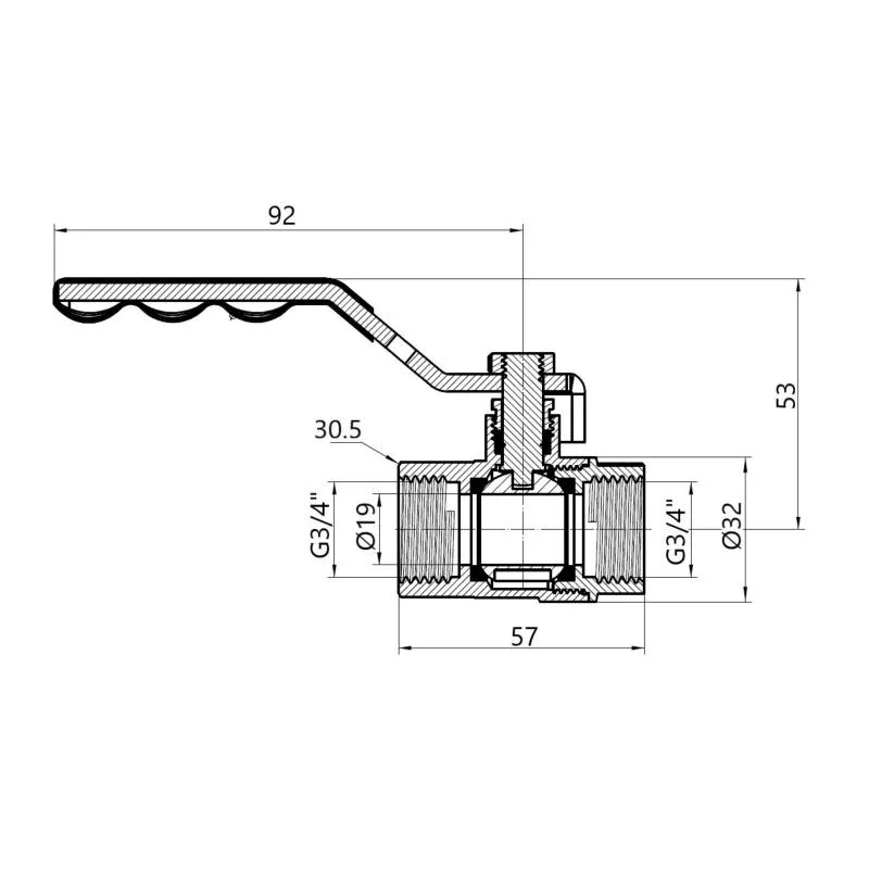 Кран кульовий 3/4" ВР для газу латунний важіль SD Plus 3/4"x3/4"
