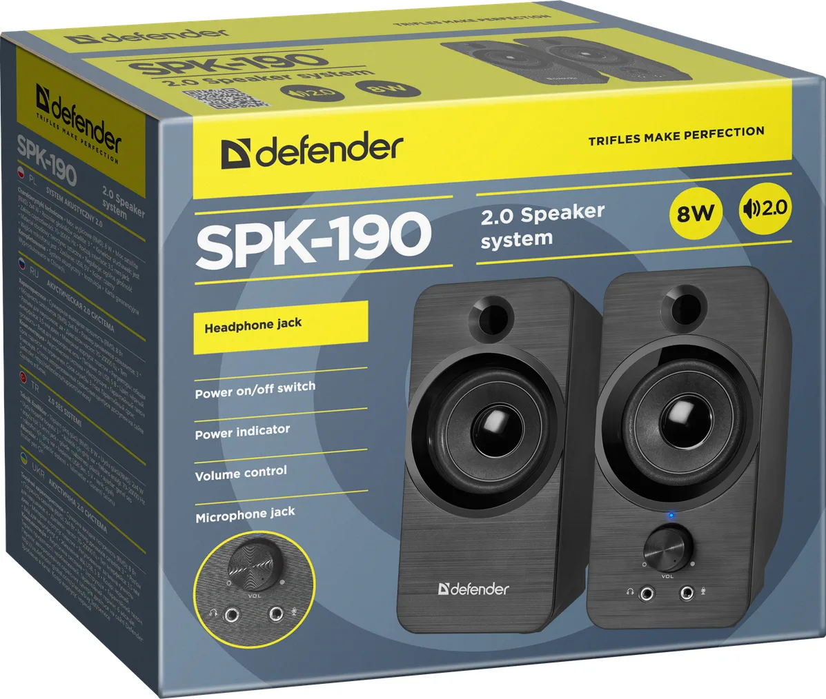Акустична система Defender 2.0 USB 8W пластик 165х77х75 мм чорна