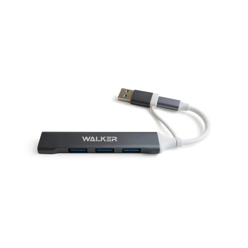Перехідник USB-хаб 4 порти металевий сірий