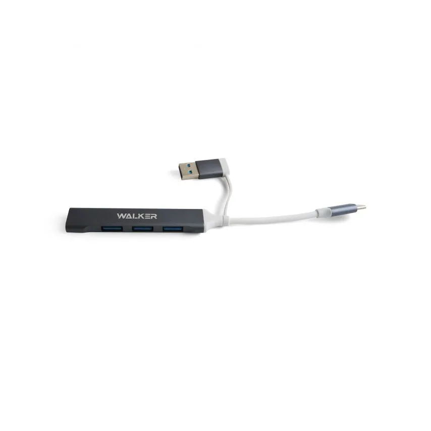 Перехідник USB-хаб 4 порти металевий сірий