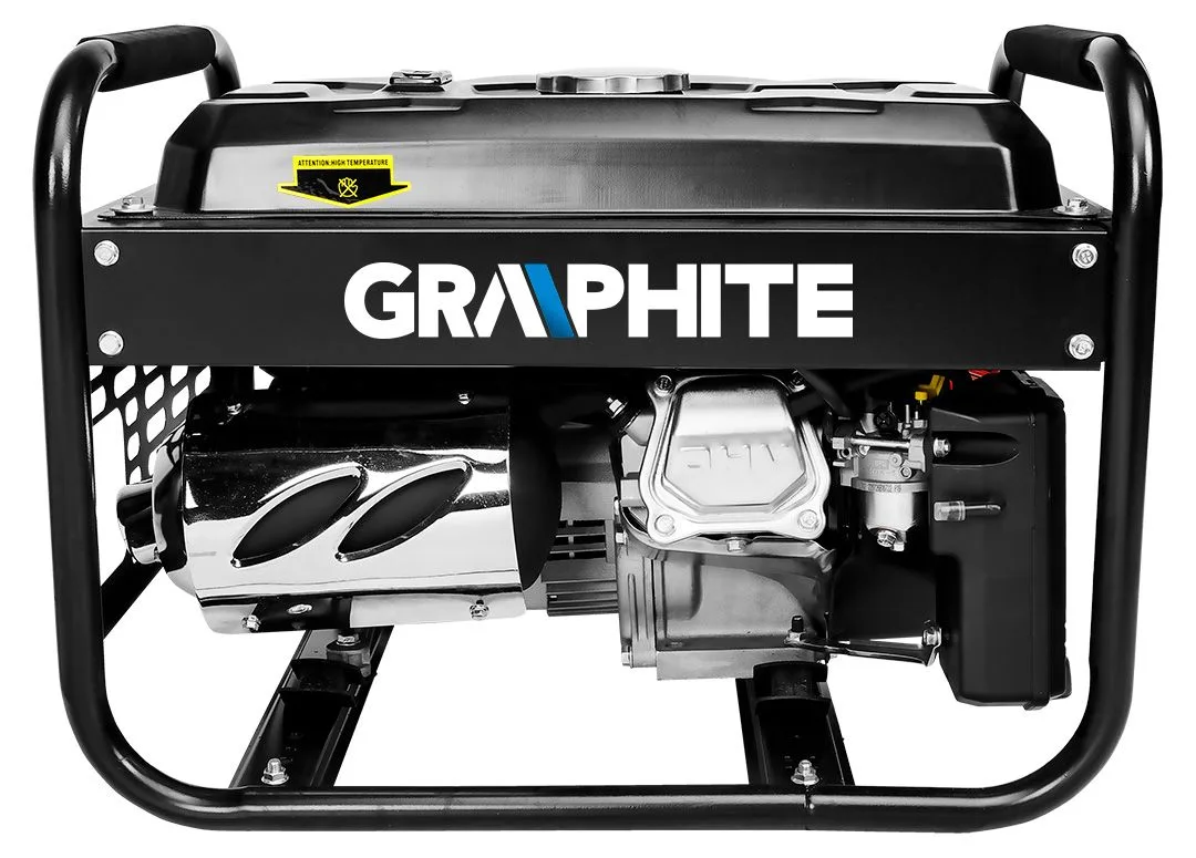 Бензиновий генератор GRAPHITE 230В, 2/2.2кВт, з ручним запуском, вага 40кг.