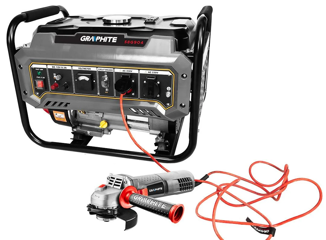 Бензиновий генератор GRAPHITE 230В, 2/2.2кВт, з ручним запуском, вага 40кг.