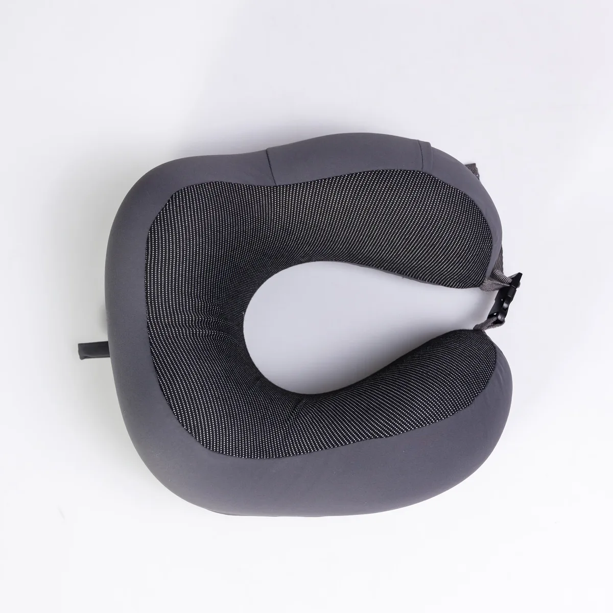 Подушка для шиї Camelback велюр 25х25х14 см сіра Memory Foam