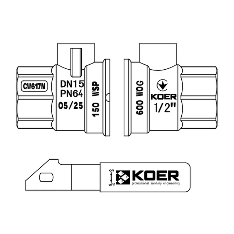 Кран шаровый Koer KE.215-15 1/2" латунь красный рычаг 64 бар