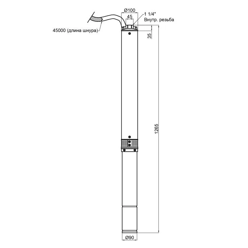 Занурной насос Thermo Alliance 4SSM4-18 1,5 кВт нержавеющая сталь 1285х130х210 мм
