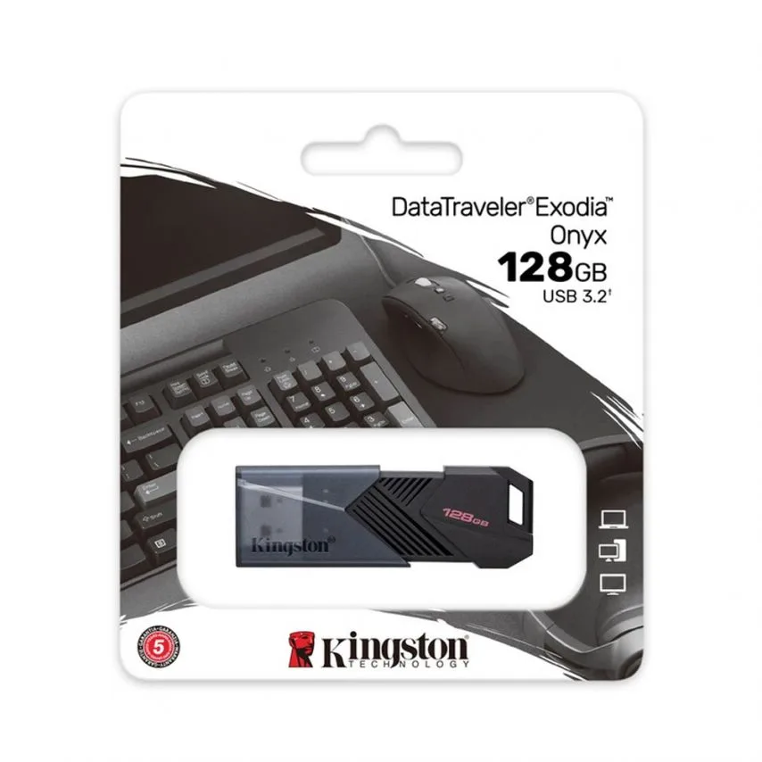Флеш-пам'ять USB Kingston 128Гб пластик чорна USB 3.2 Gen1 висувна