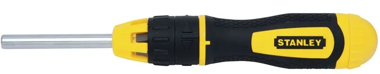 Викрутка Stanley Multibit 1/4" з реверсивним бітотримачем, набір з 10 біт (SL, PH, PZ, SQ, Torx), всього 11 предметів.
