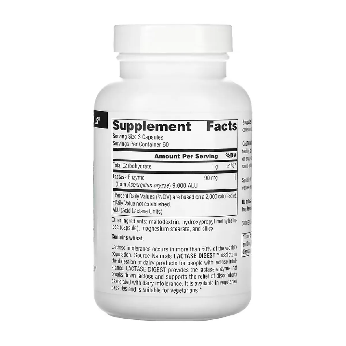 Lactase Digest Source Naturals капсулы 30 мг 180 шт вегетарианские для непереносимости лактозы