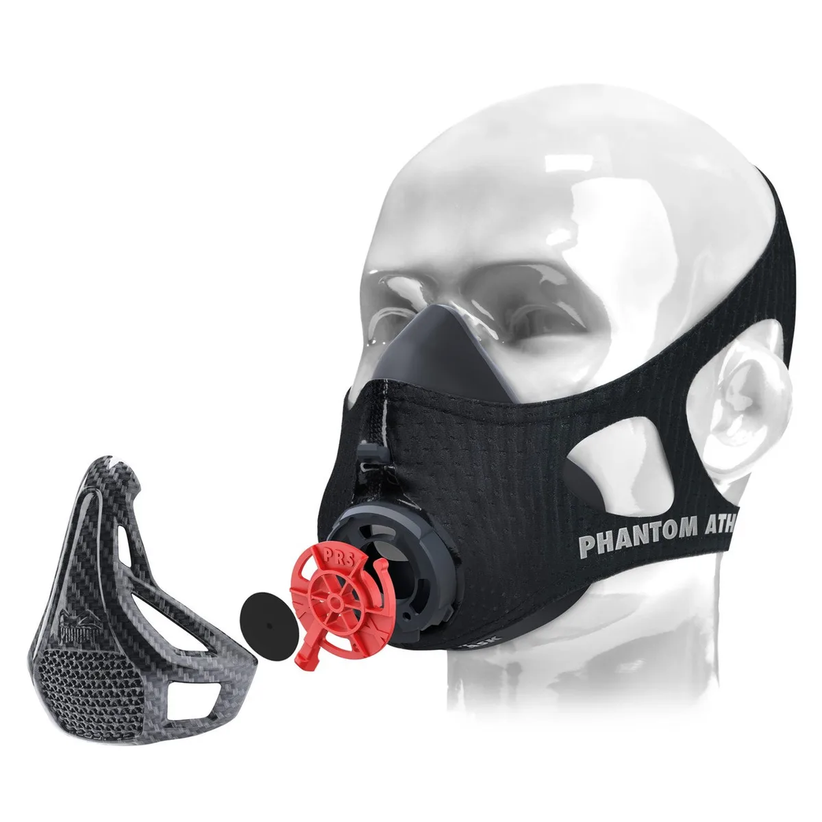 Маска для тренування дихання Phantom Carbon S Чорна