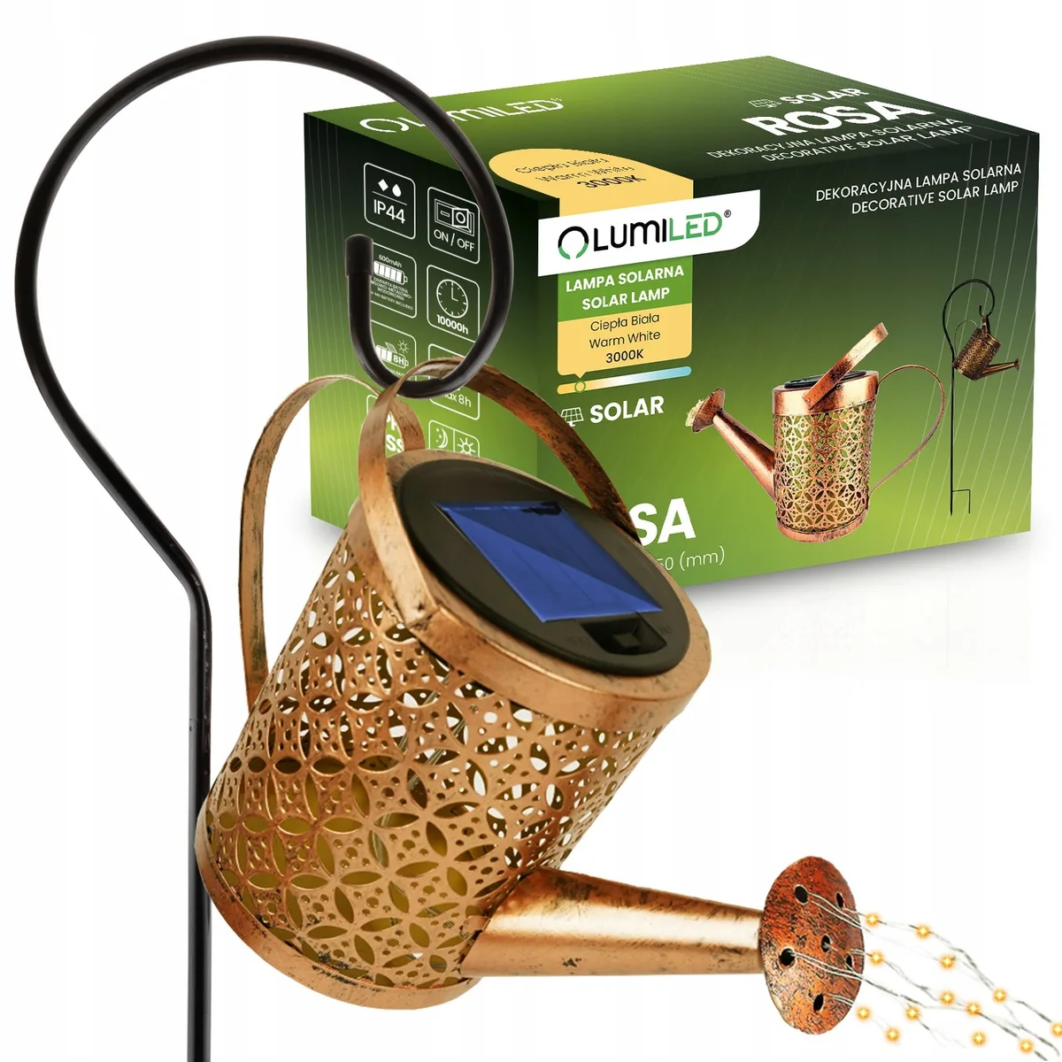 Садова сонячна лампа LumiLED металевий 10 см мідна