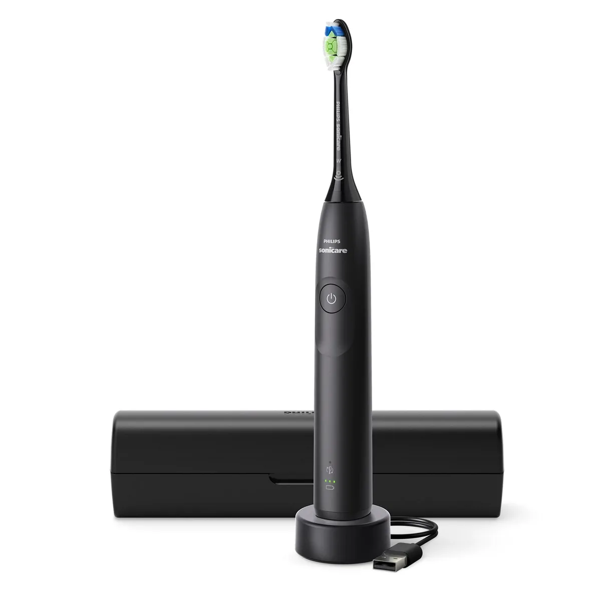 Електрична зубна щітка Philips Sonicare чорна середньої жорсткості з футляром 62 тис коливань на хвилину