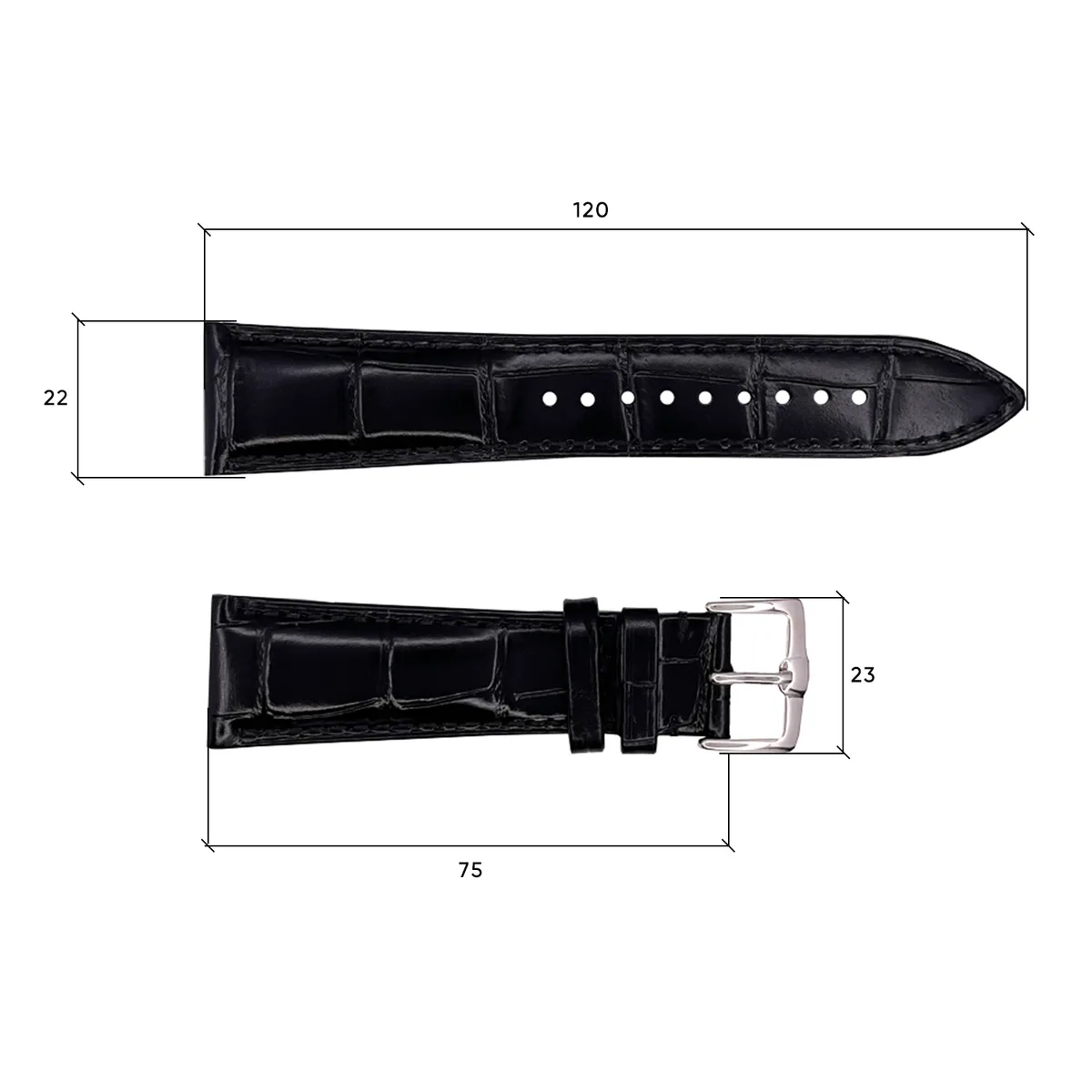 Шкіряний ремінець Modfit Premium 22х18 мм Чорний