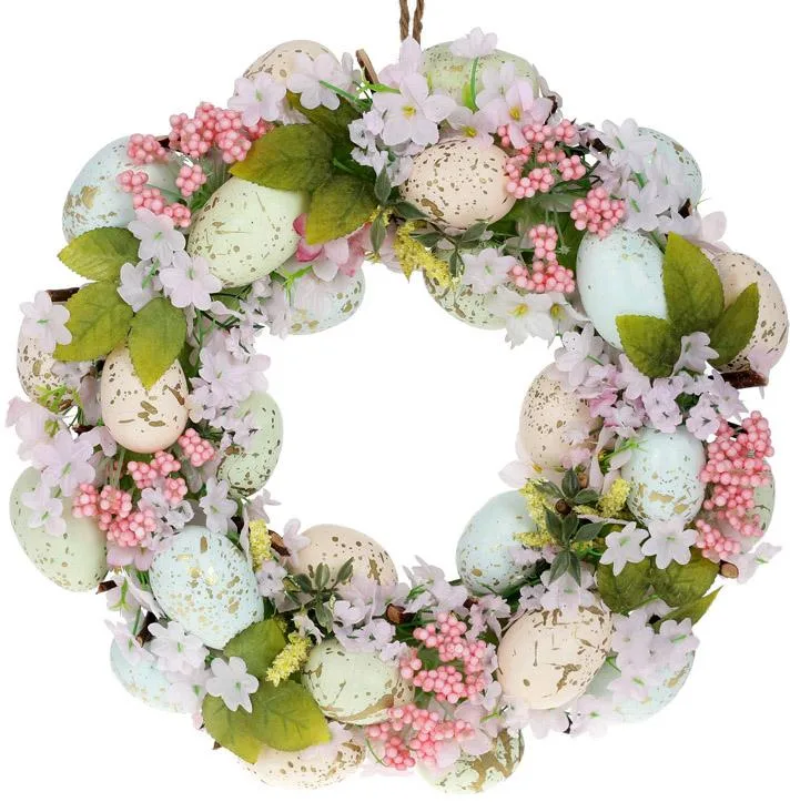 Пасхальний вінок Easter Wreath Рожеві Квіти 35 см з пластику та пінопласту