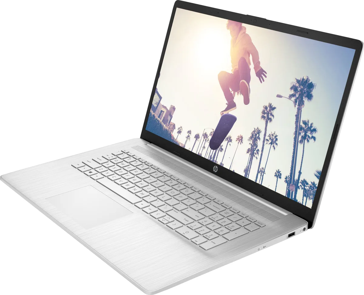 Ноутбук HP 17-cp2041ua 17.3" FHD IPS AG, AMD R5-7520U, 16GB, F512GB, UMA, DOS, сріблястий