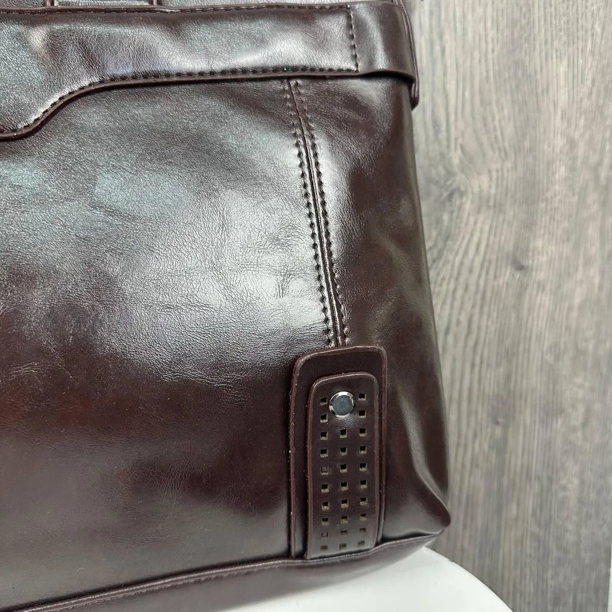 Мужской портфель для документов коричневый ПУ кожа 38x29x8 см с клатчем и кошельком