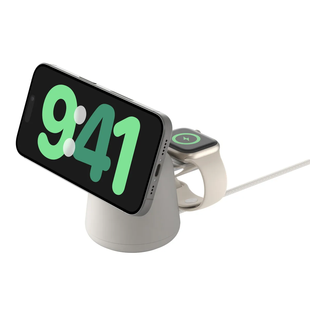 Зарядное устройство беспроводное Belkin 2в1 MagSafe для iPhone/Watch/AirPods, Sand Mass
