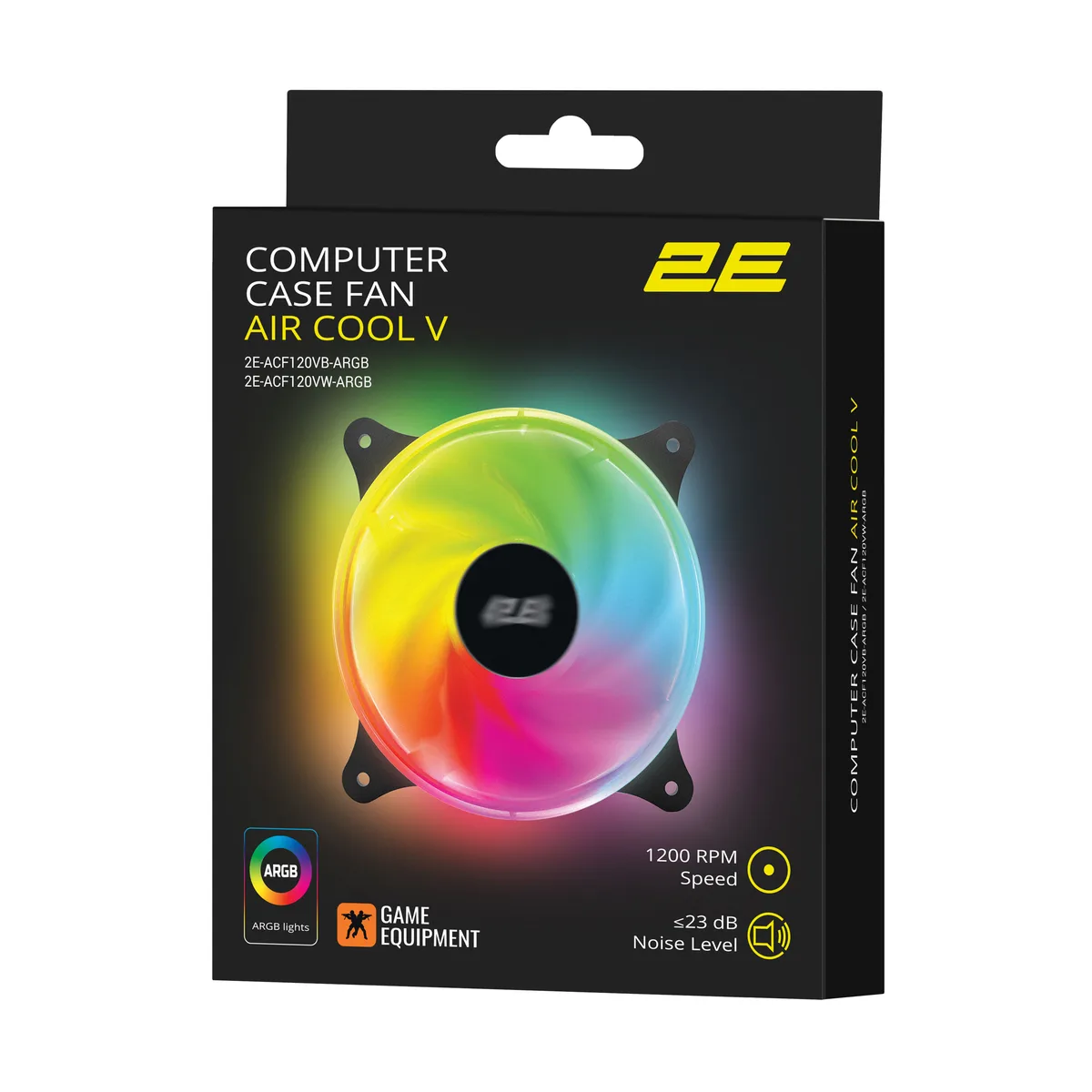 Корпусной вентилятор 2E GAMING Air Cool ACF120VB-ARGB 120мм, 1200rpm, 4pin, 23dBa, черный.