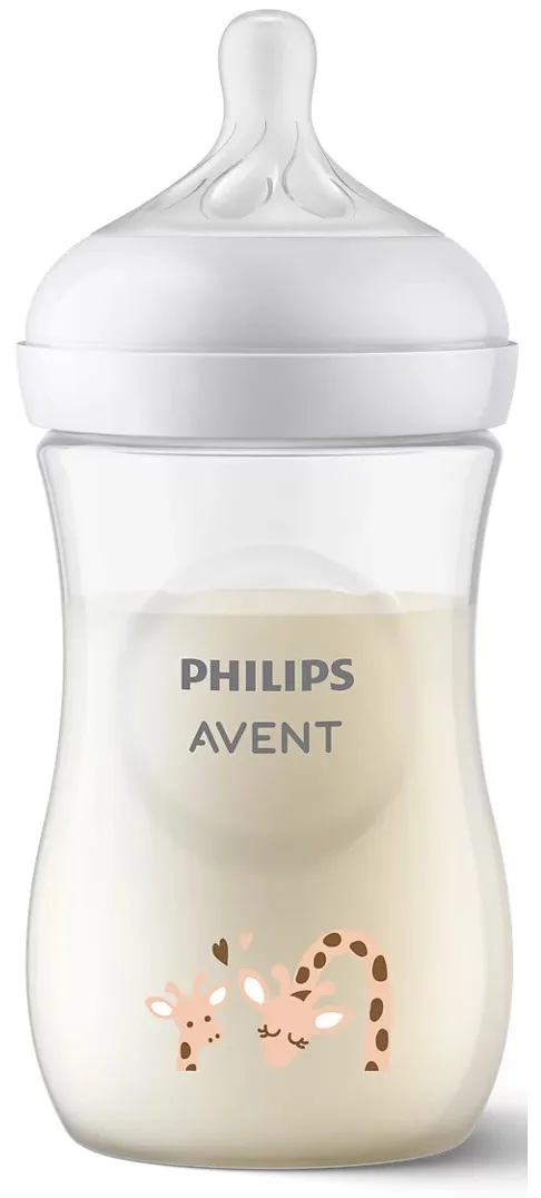 Пляшка для годування Avent Natural 260мл, Природний потік, жираф