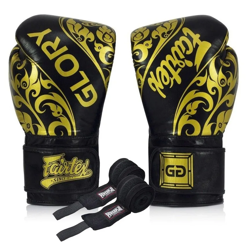 Боксерські рукавиці Fairtex натуральна шкіра 12 унцій чорні