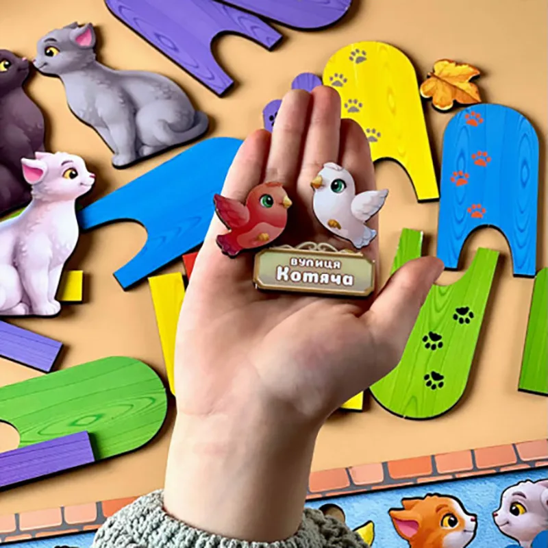 Деревянная игра с карточками Ubumblebees 51 деталь 14 карт цветной