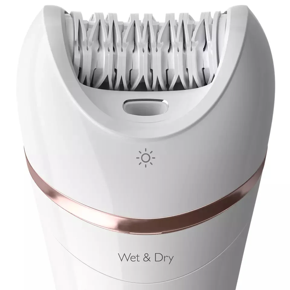 Епілятор Philips 8000 серії, акумуляторний, дисковий, з 32 пінцетами, вологозахищений для сухого та вологого використання, 8 насад