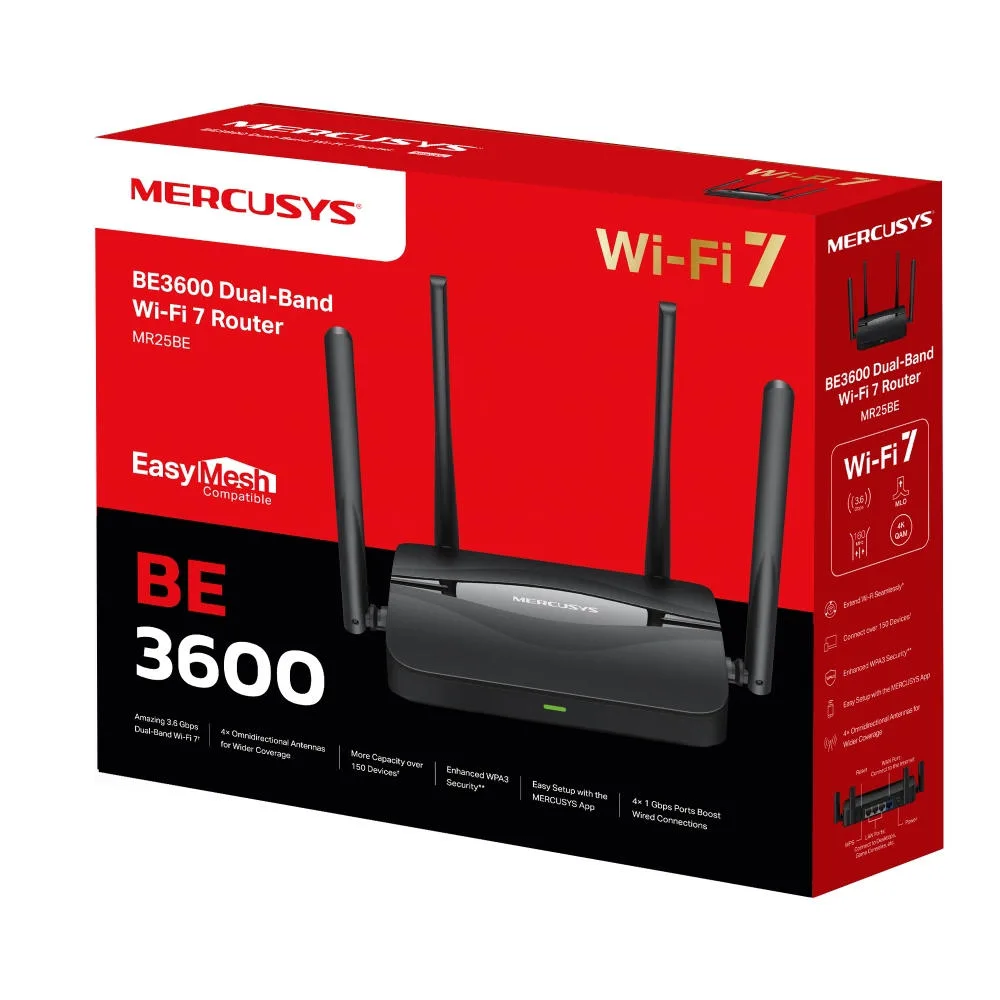 Маршрутизатор MERCUSYS MR25BE BE3600, 3xGE LAN, 1xGE WAN, MESH