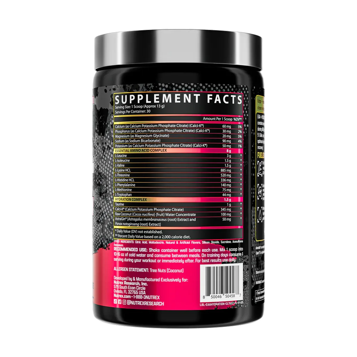 EAA Hydration Nutrex порошок 30srv 8 г Рожевий Лимонад