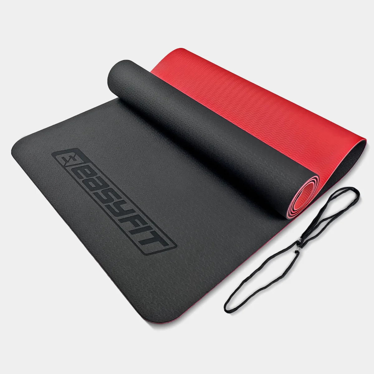 Коврик для йоги EasyFit TPE 183х61 см чорний-червоний 6 мм