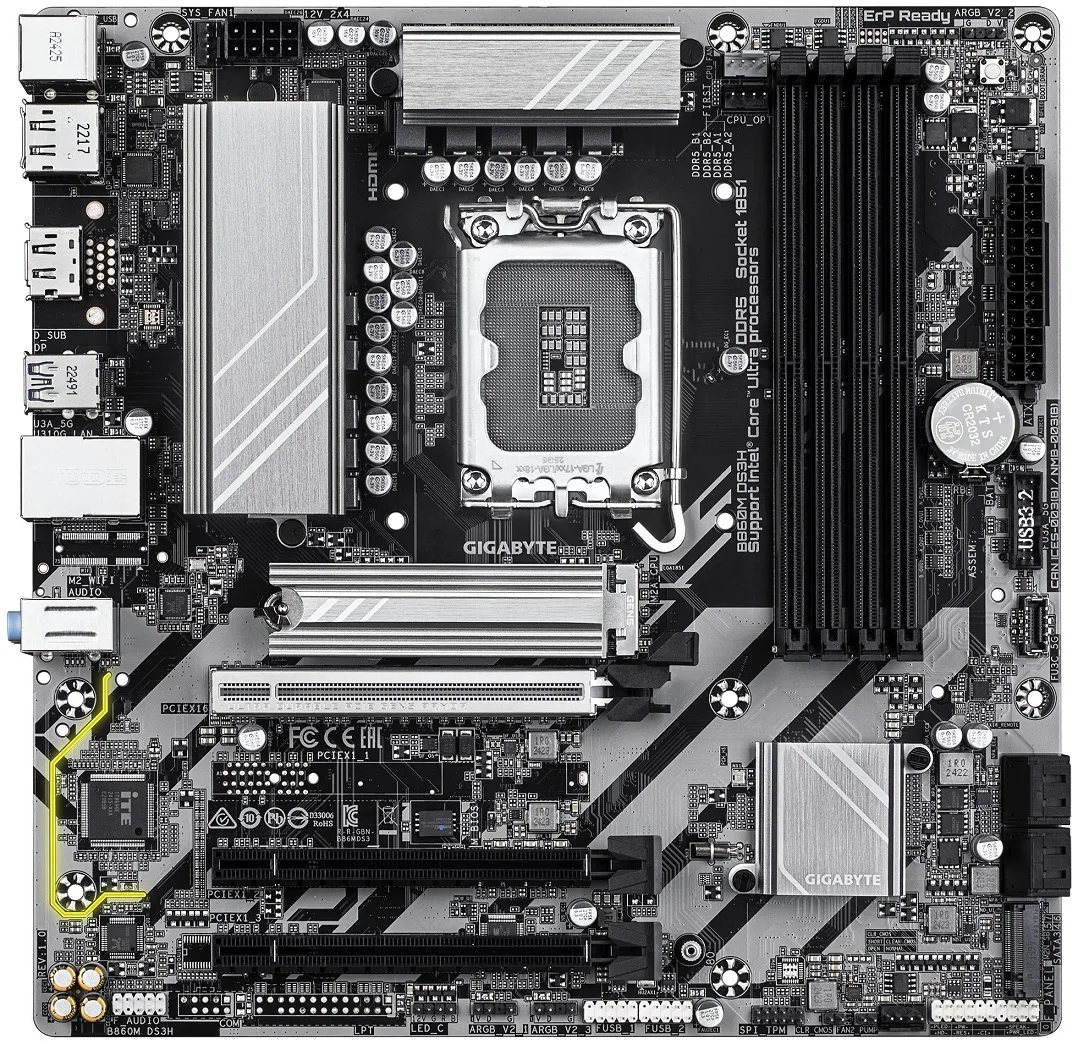 Материнська плата GIGABYTE B860M DS3H s1851 B860 4xDDR5 M.2 HDMI DP mATX