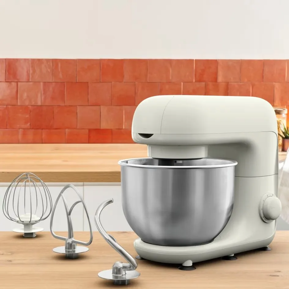 Планетарний міксер Tefal Bake Essential 800 Вт, 3 насадки, нержавіюча чаша 4.8 л, білий.