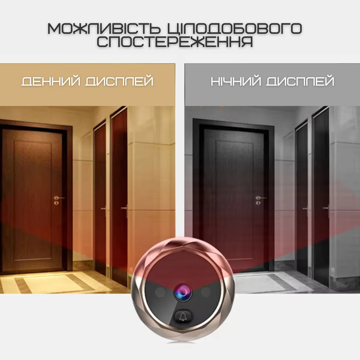 Цифровий дверний дзвінок Visual Door Viewer з нічним баченням 320x240p 90° золото