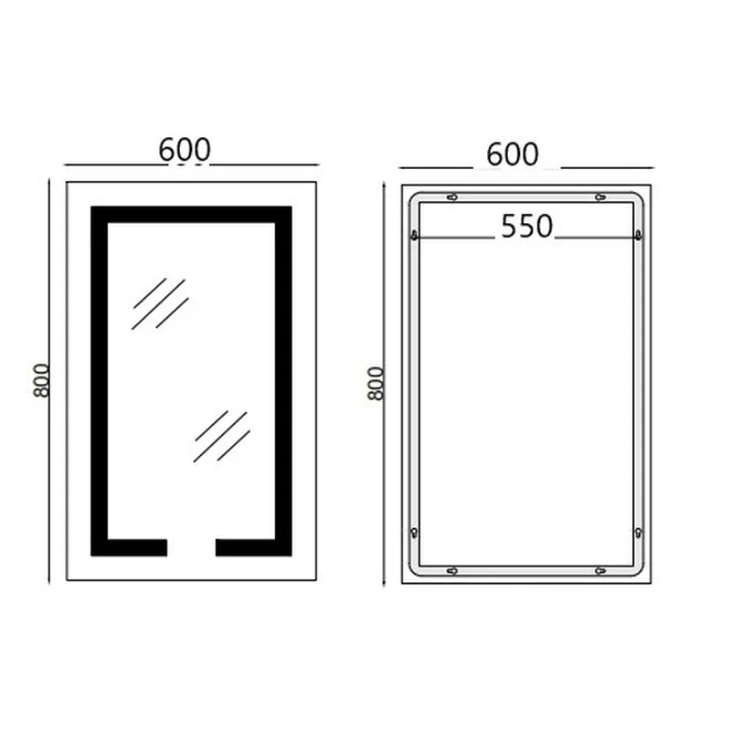 Дзеркало настінне LED 60x80 см антизапотівальник безмідне скло 6000K