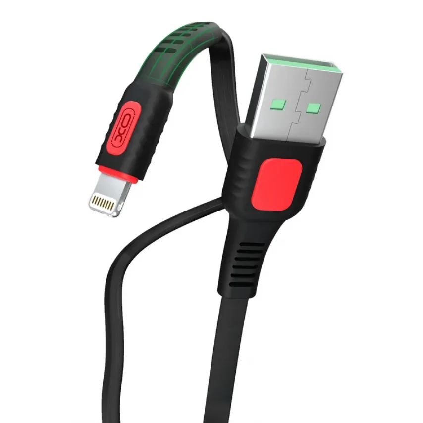 Кабель USB XO Lightning 1м силіконовий чорний 2.4A