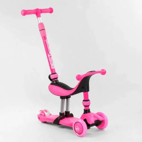 Трехколесный самокат Best Scooter с ручкой для детей от 1 года с амортизаторами и светящимися колесами.