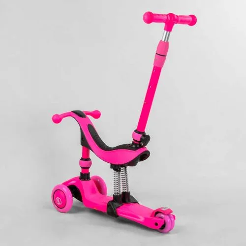 Трехколесный самокат Best Scooter с ручкой для детей от 1 года с амортизаторами и светящимися колесами.