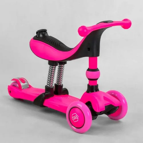 Трехколесный самокат Best Scooter с ручкой для детей от 1 года с амортизаторами и светящимися колесами.
