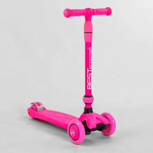 Трехколесный самокат Best Scooter с ручкой для детей от 1 года с амортизаторами и светящимися колесами.
